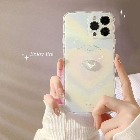 YesStyle Akord Sound Heart Phone Case "Enjoy Life" Rainbow iPhone 12 - Picture 4 of 12